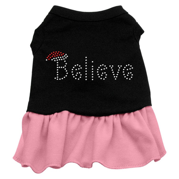 Believe Rhinestone Dress Black with Pink Med